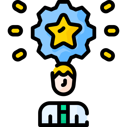desenho ilustrativo de um especialista com uma estrela a cima da cabeça
